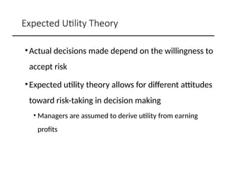 Managerial Economics: Decision Making Under Risk and Uncertainty | PPTX