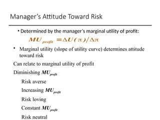 Managerial Economics: Decision Making Under Risk and Uncertainty | PPTX