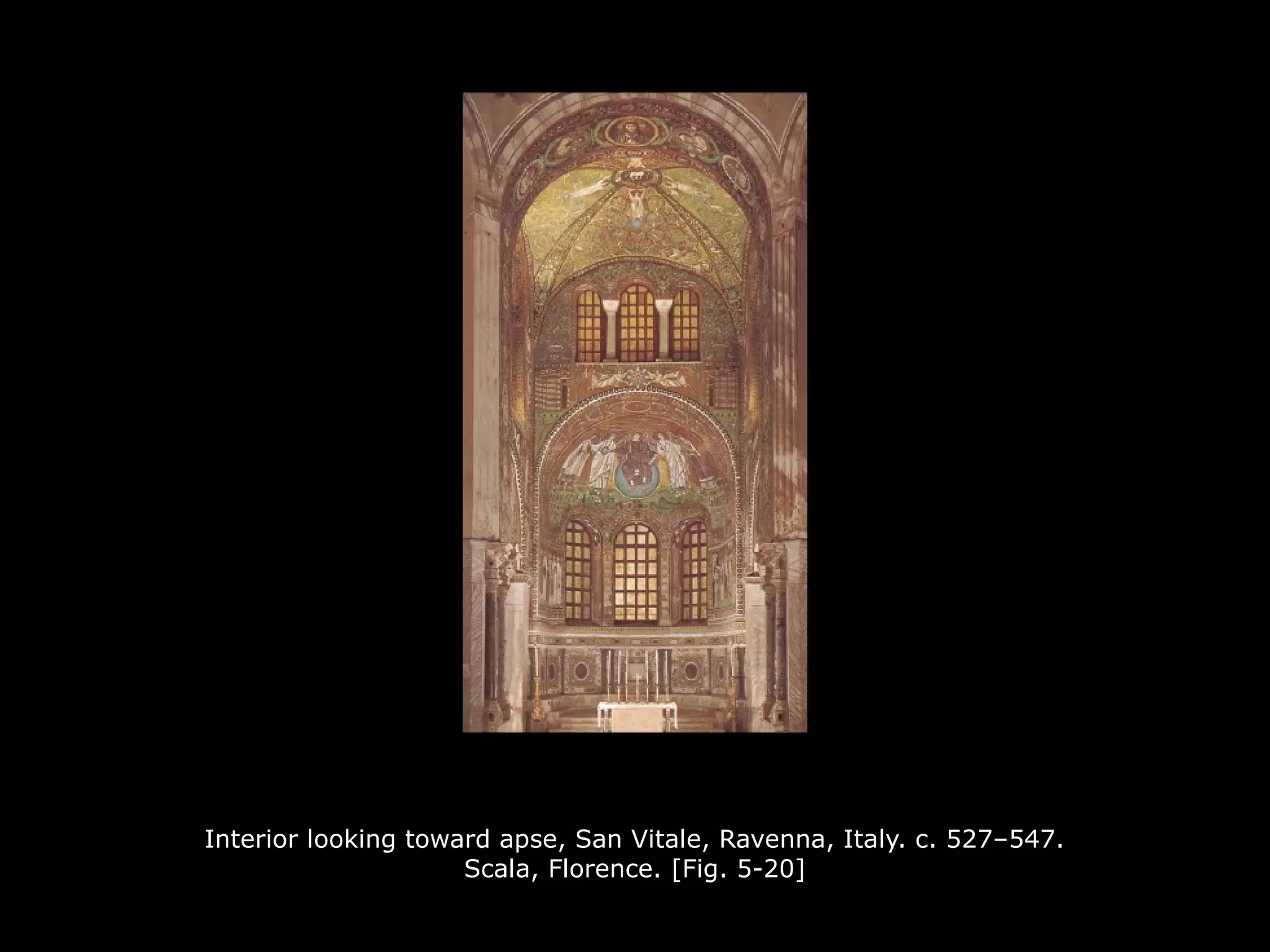 Interior looking toward apse, San Vitale, Ravenna, Italy. c. 527–547.
Scala, Florence. [Fig. 5-20]
 