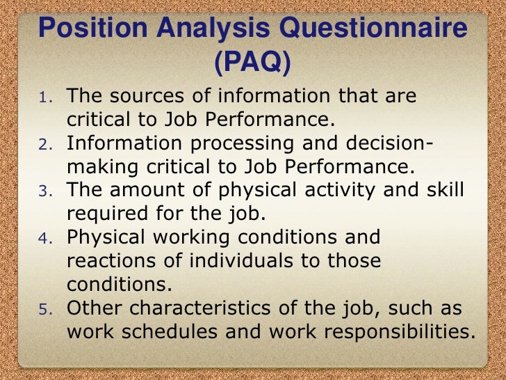 position analysis questionnaire example