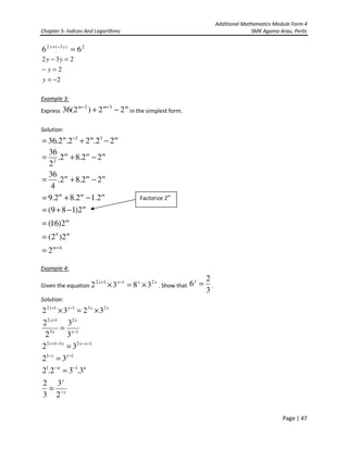 Chapter 5 Indices Logarithms