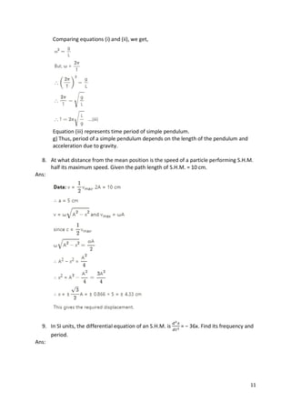 PHYSICS - Chapter 5: Oscillations Exercise Solution | PDF