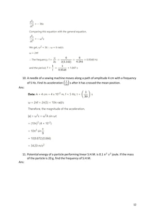PHYSICS - Chapter 5: Oscillations Exercise Solution | PDF