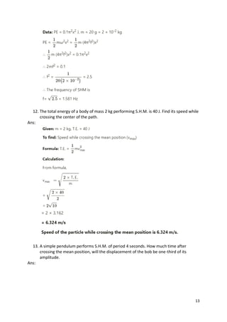PHYSICS - Chapter 5: Oscillations Exercise Solution | PDF