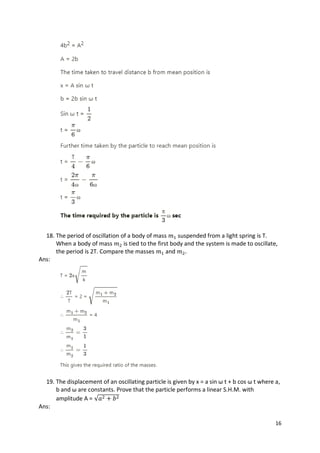 PHYSICS - Chapter 5: Oscillations Exercise Solution | PDF
