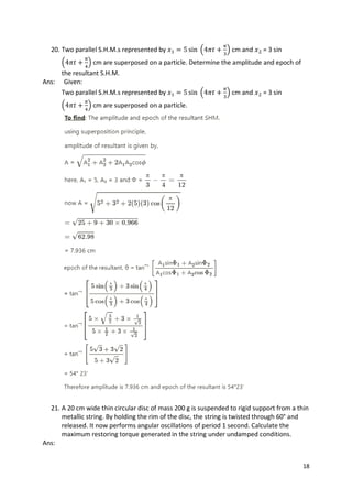 PHYSICS - Chapter 5: Oscillations Exercise Solution | PDF