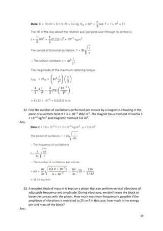 PHYSICS - Chapter 5: Oscillations Exercise Solution | PDF