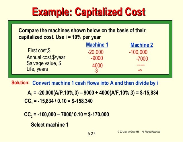 capitalized costs examples 6. Present worth analysis.