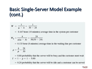 BBaassiicc SSiinnggllee--SSeerrvveerr MMooddeell EExxaammppllee 
((ccoonntt..)) 
5-31 
 