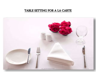 TABLE SETTING FOR A LA CARTE
28/12/2015 ak_aylin/DTH2025/PMM 8
 