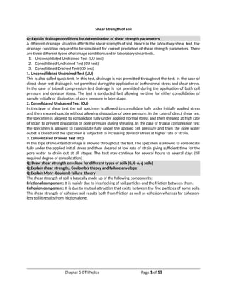 Shear Strength of soil presentation and question answer | DOCX