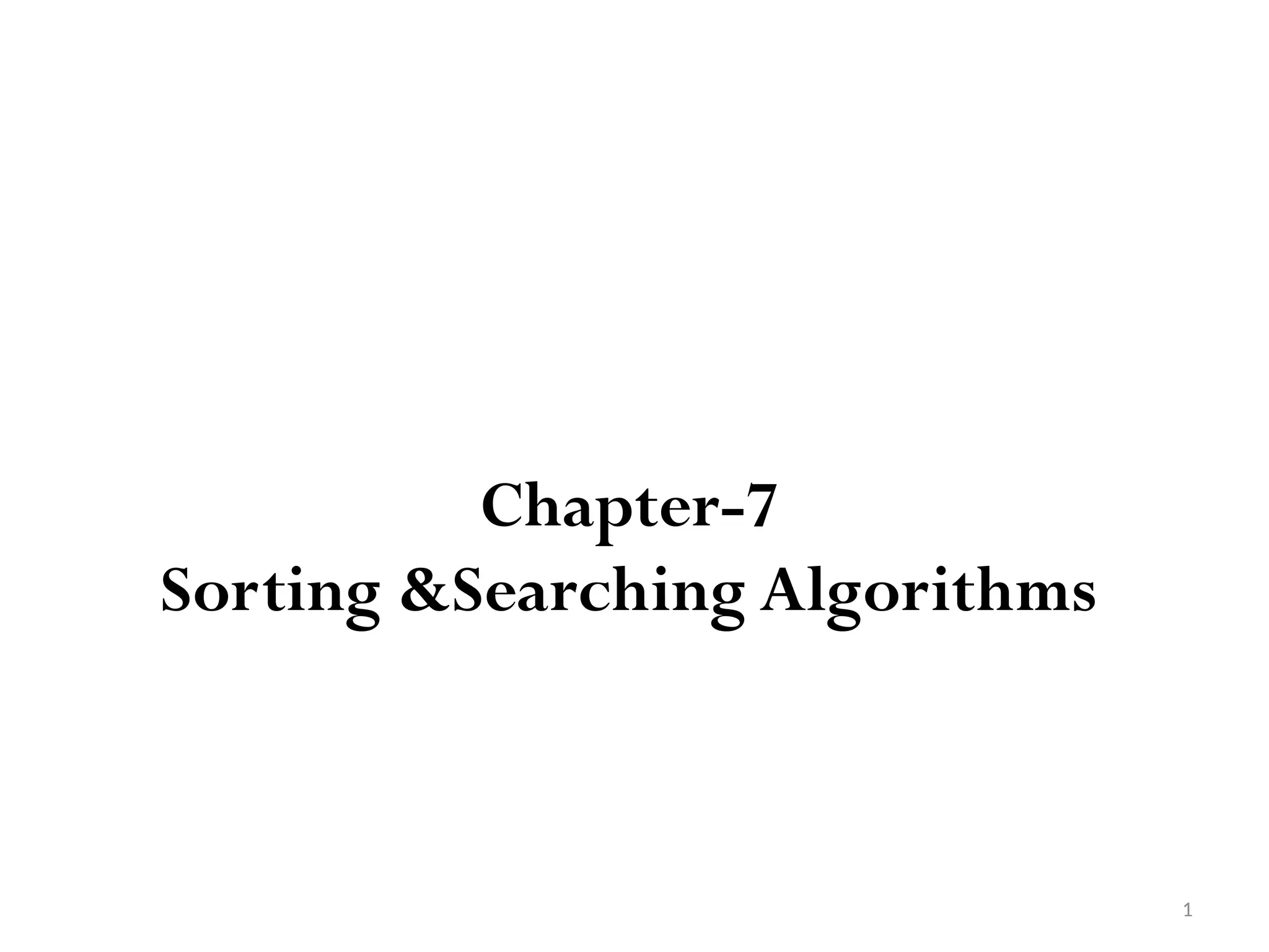 1 Chapter-7 Sorting &Searching Algorithms 