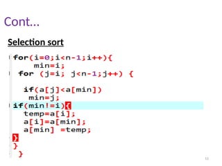 11
Cont…
Selection sort
 