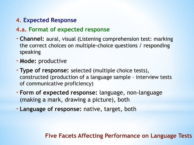 Test methods in Language Testing