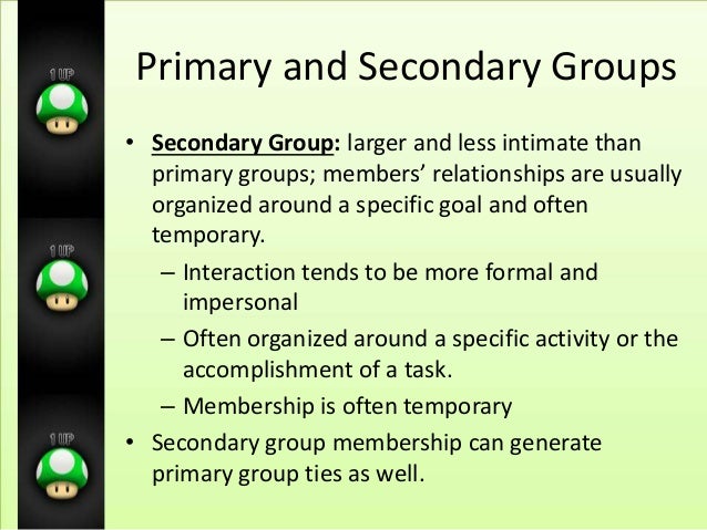 what primary and secondary groups do you belong to