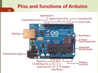 22
Pins and functions of Arduino
 