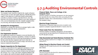5.7.3 Auditing Environmental Controls
 