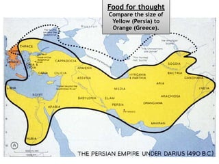 Food for thought
Compare the size of
Yellow (Persia) to
Orange (Greece).
 