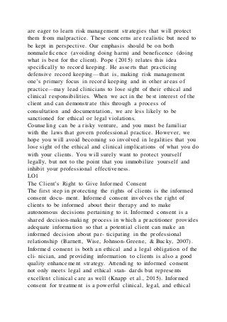 Client Rights Therapy Chapter 5Client Rights and Counselor ResponsibilitiesIntro | DOCX