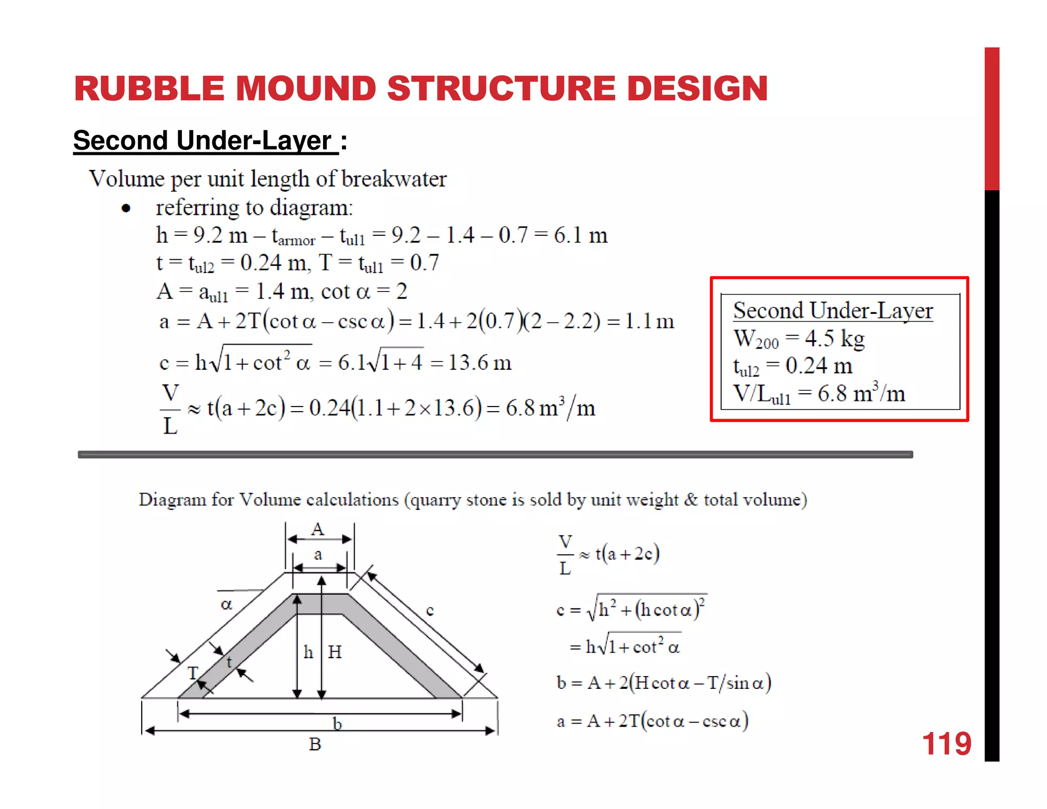 RUBBLE MOUND STRUCTURE DESIGN
119
Second Under-Layer :
 