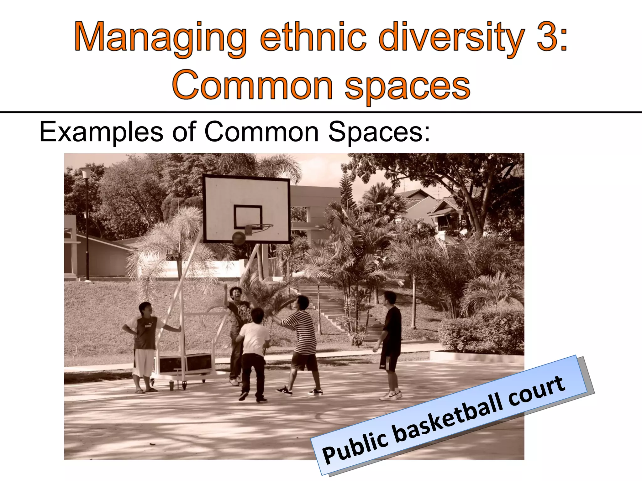 Examples of Common Spaces:  Public basketball court 