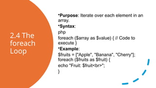 For Each Loop In Php Sysntax Example Chapter 5 Conditionals and controls.pptx
