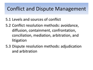 Chapter 5 Conflict and Dispute Management | PDF