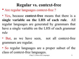 Context Free Language Examples Chapter 5 Context_free Languages- computation theory | PPT