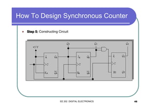 How To Design Synchronous Counter
�

Step 5: Constructing Circuit

A

A

A

B

B

A

B

B

EE 202 DIGITAL ELECTRONICS

C

C

C

C

48

 