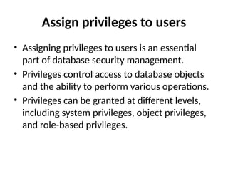 Comprehensive Guide to Database Administration and User Privileges ...