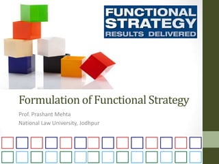 Formulation of Functional Strategy
Prof. Prashant Mehta
National Law University, Jodhpur
 