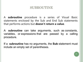 Chapter 5 Function VBA for csc430 for degree uitm | PPT