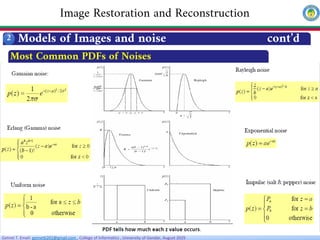 Chapter 5 Image Restoration and Reconstruction | PDF