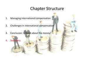 Chapter Structure
1. Managing international compensation
2. Challenges in international compensation
3. Conclusion: Is it just about the money?
4. Summary
 