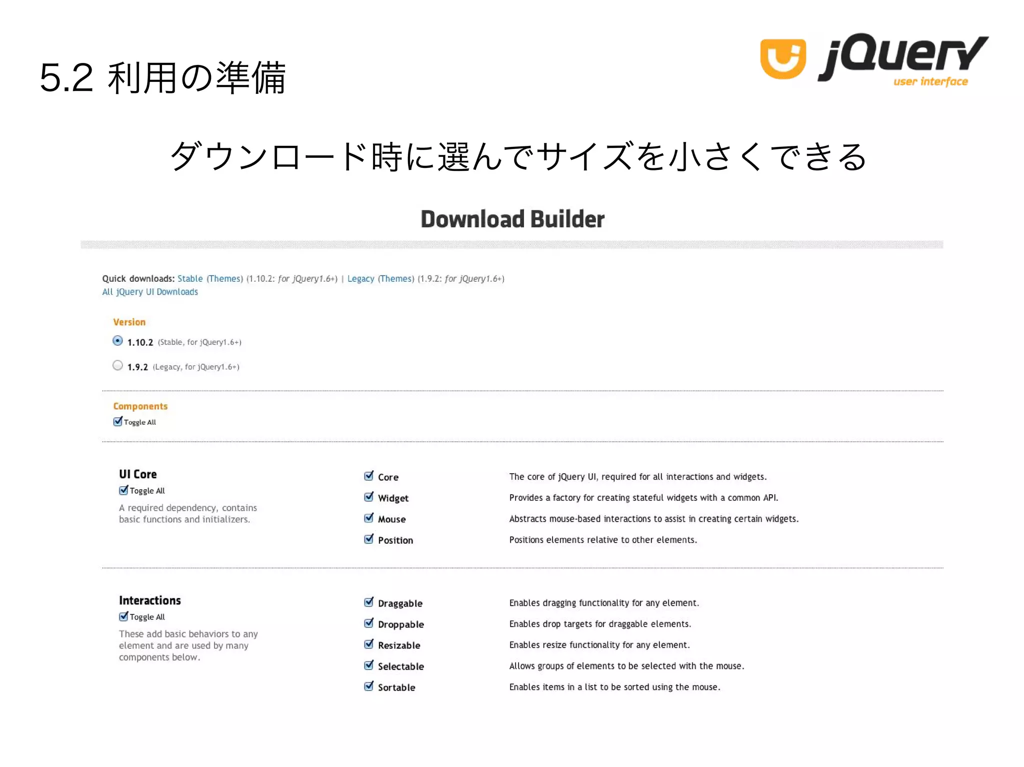5.2 利用の準備
ダウンロード時に選んでサイズを小さくできる
 