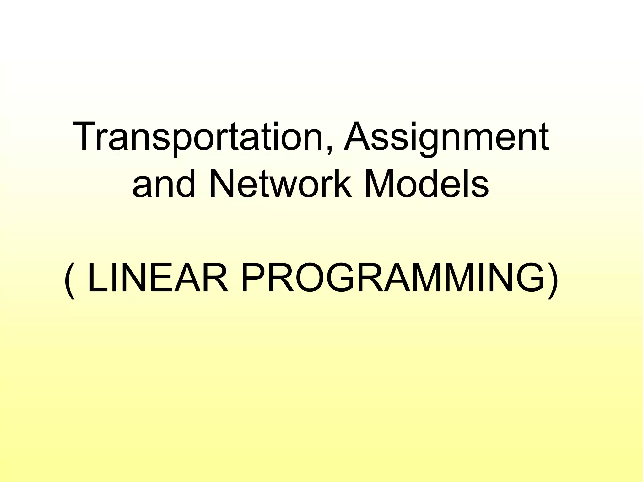 Kuliah teori dan analisis jaringan - linear programming | PPTX