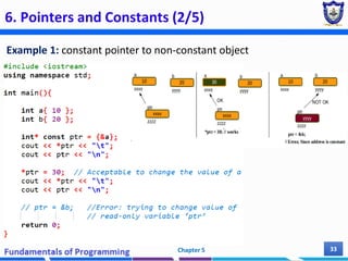 6. Pointers and Constants (2/5)
Example 1: constant pointer to non-constant object
Chapter 5 33
 