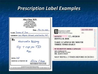 Prescription Label Examples
 