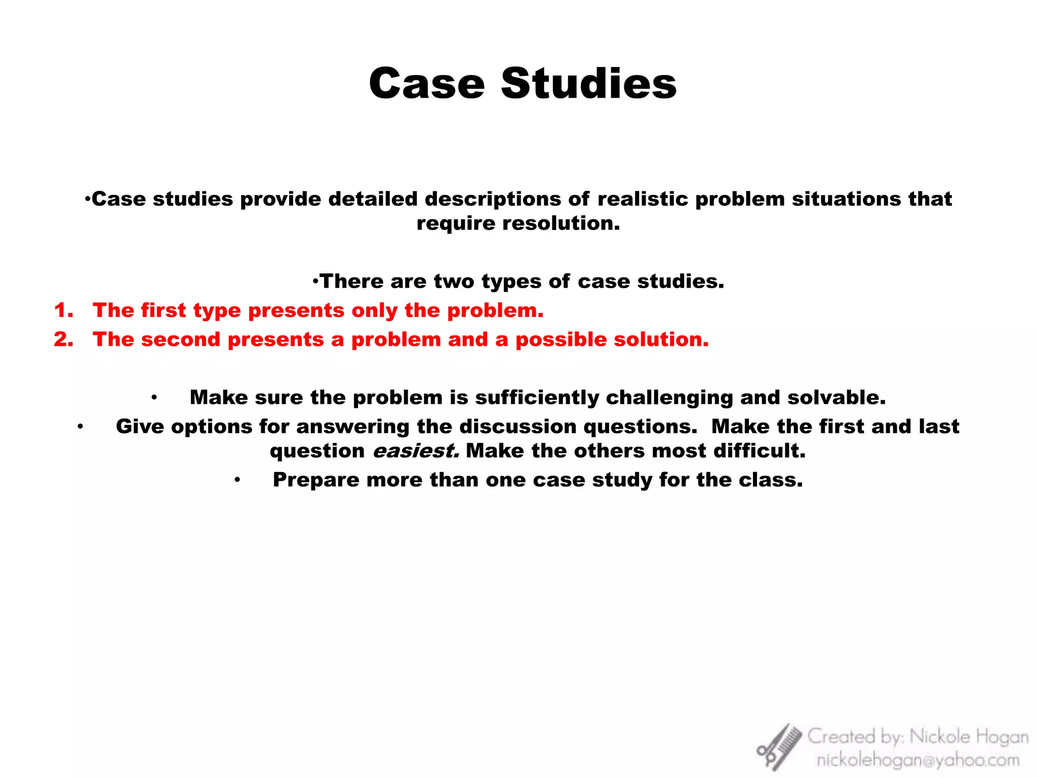 Include a supply list of what you will need during your presentation.