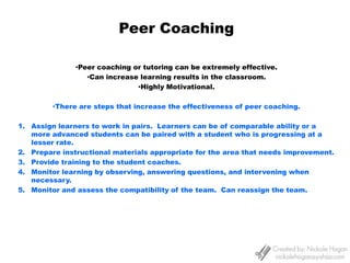 It also requires to take necessary steps to ensure that it is effective and that objectives are met.Preparation- It includes identifying the objectives of the lessons. It also involves gathering and organizing materials and tools necessary.Demonstration- Avoid distractions, perform demonstration at an appropriate speed.  Question students during the demonstration to verify their understanding.   Do not pass around any objects around during a demonstration.  Practice or Application- After a demonstration has been completed, students must have the opportunity to practice as soon as possible.  Use the same implements as the instructor used during the demonstration.    Evaluation or Assessment- Closely supervise student practice of a skill and evaluate their performance.  Give immediate feedback.