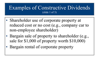 Examples of Constructive Dividends (slide 1 of 3) ,[object Object],[object Object],[object Object]