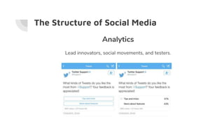 The Structure of Social Media
Analytics
Lead innovators, social movements, and testers.
 