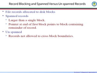 By Getnet T, Misganaw A, Agereselam D
Record Blocking and SpannedVersus Un spanned Records
 