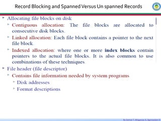 By Getnet T, Misganaw A, Agereselam D
Record Blocking and SpannedVersus Un spanned Records
 