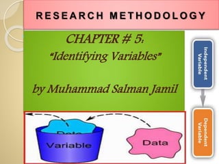 R E S E A R C H M E T H O D O L O G Y
CHAPTER # 5:
“Identifying Variables”
by Muhammad Salman Jamil
 