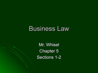 Business Law Mr. Whisel Chapter 5 Sections 1-2 