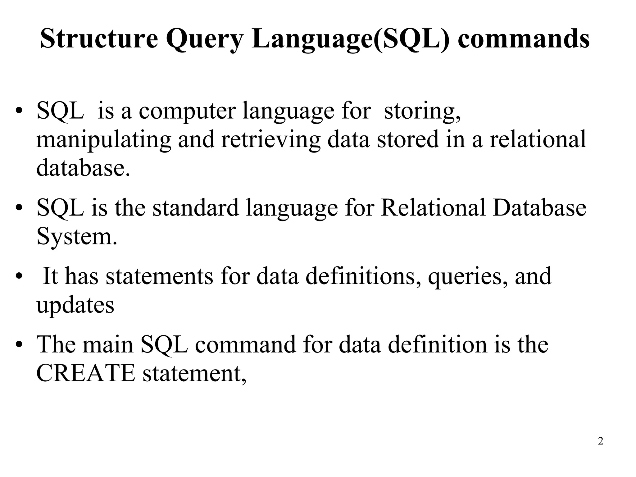 Structure query language, database course | PPT