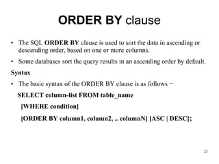 Structure query language, database course | PPT