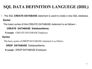 Structure query language, database course | PPT