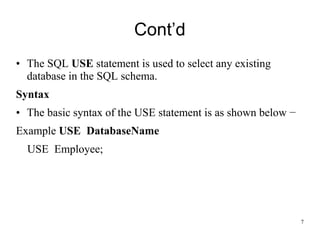 Structure query language, database course | PPT
